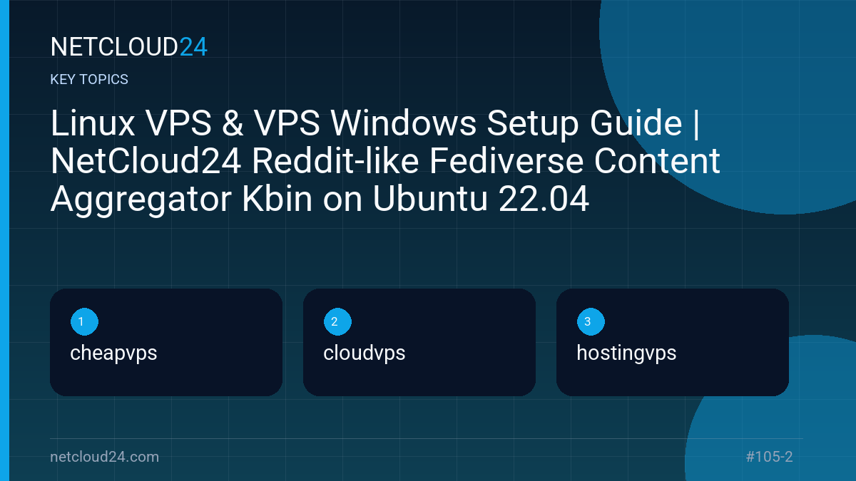 Key topics covered in Linux VPS & VPS Windows Setup Guide | NetCloud24 Reddit-like Fediverse Content Aggregator Kbin on Ubuntu 22.04