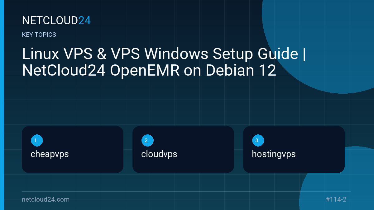 Key topics covered in Linux VPS & VPS Windows Setup Guide | NetCloud24 OpenEMR on Debian 12
