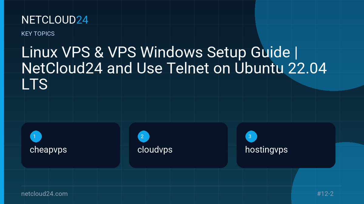 Key topics covered in Linux VPS & VPS Windows Setup Guide | NetCloud24 and Use Telnet on Ubuntu 22.04 LTS