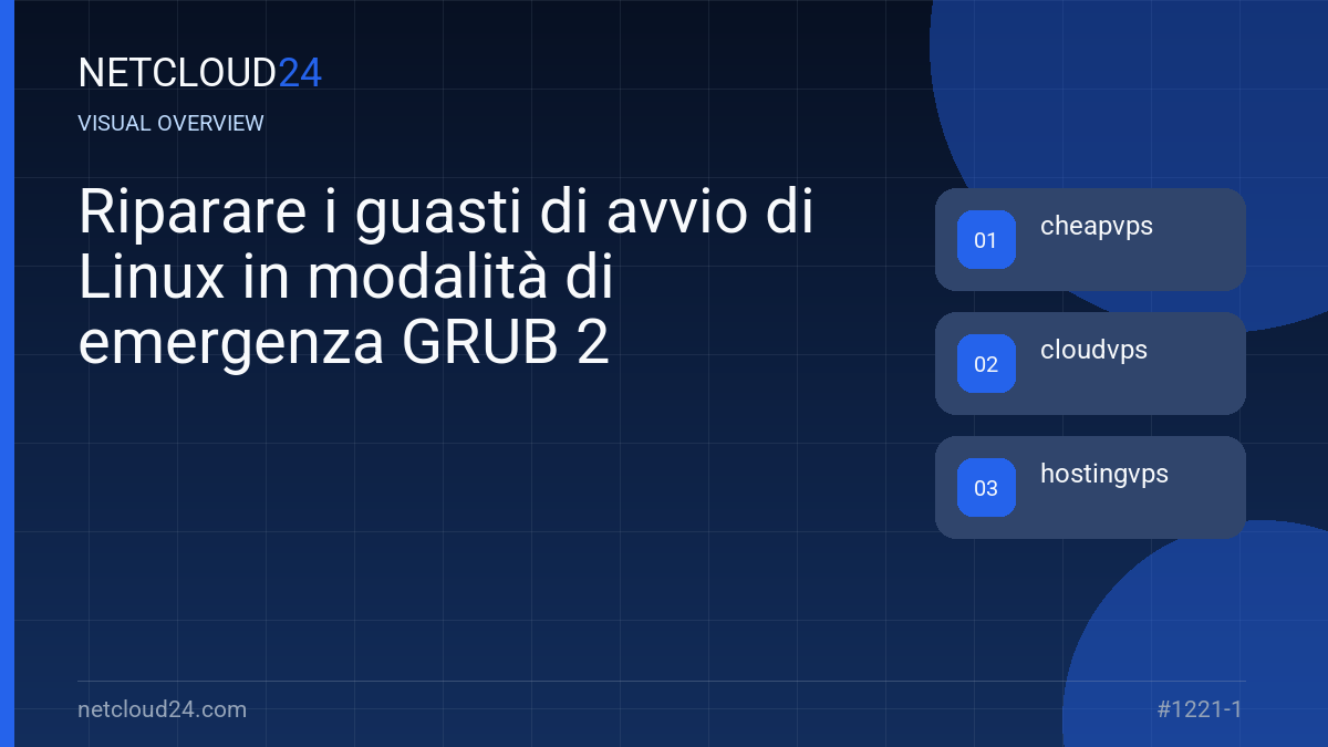 Visual overview of Riparare i guasti di avvio di Linux in modalità di emergenza GRUB 2