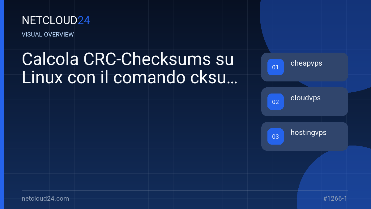 Visual overview of Calcola CRC-Checksums su Linux con il comando cksum