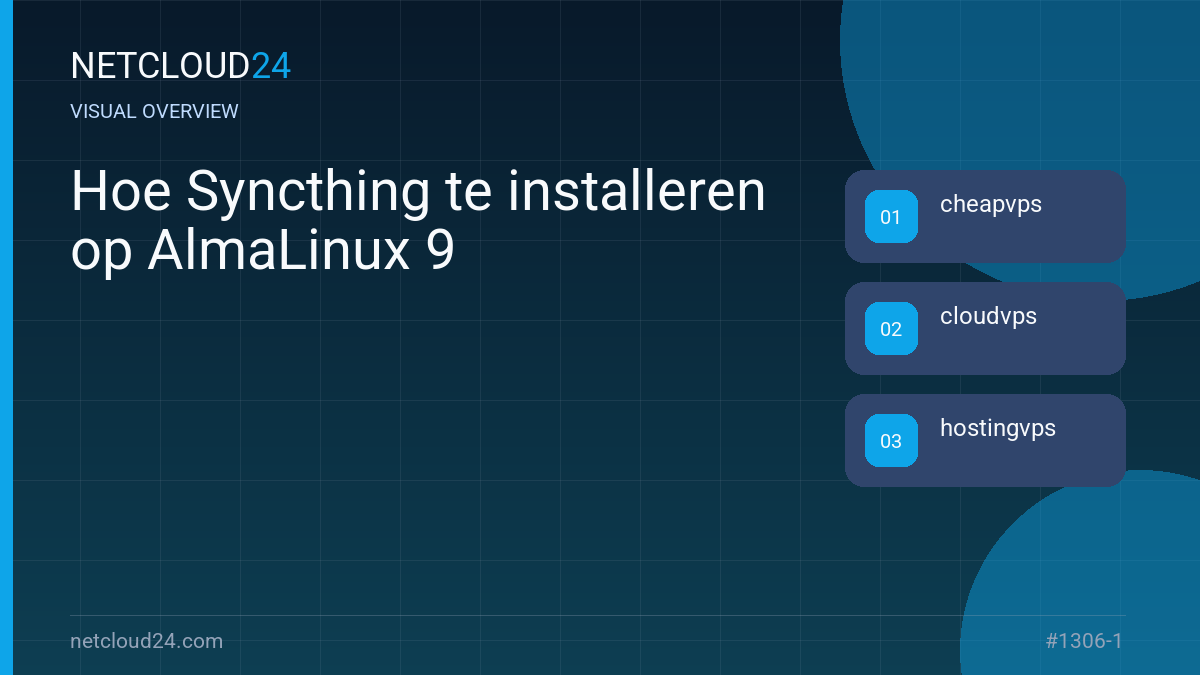 Visual overview of Hoe Syncthing te installeren op AlmaLinux 9