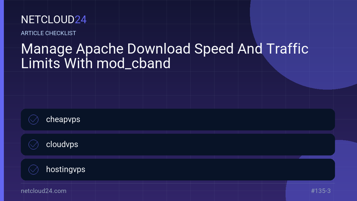 Practical checklist for Manage Apache Download Speed And Traffic Limits With mod_cband
