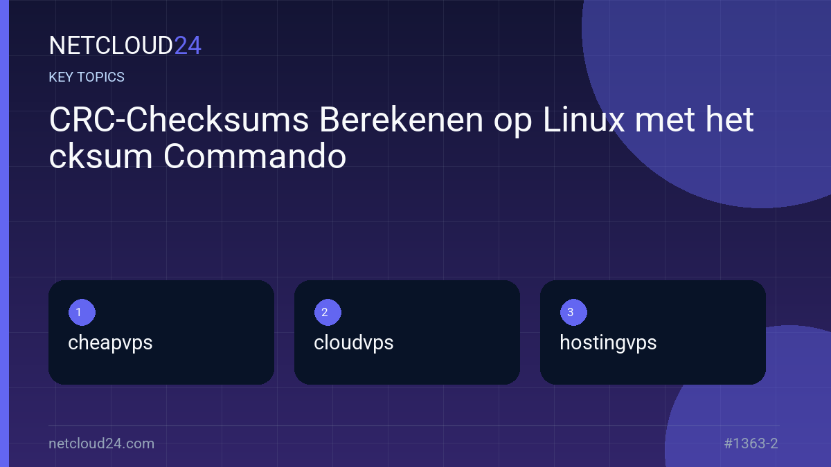Key topics covered in CRC-Checksums Berekenen op Linux met het cksum Commando