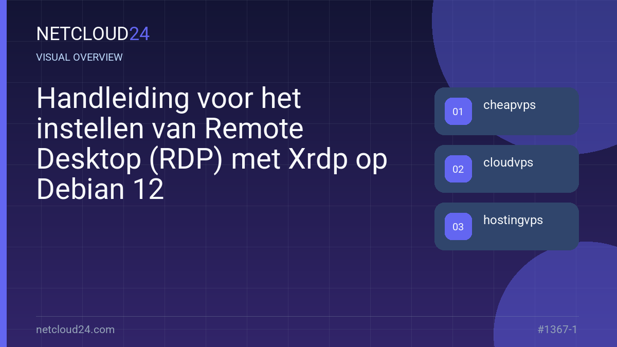 Visual overview of Handleiding voor het instellen van Remote Desktop (RDP) met Xrdp op Debian 12