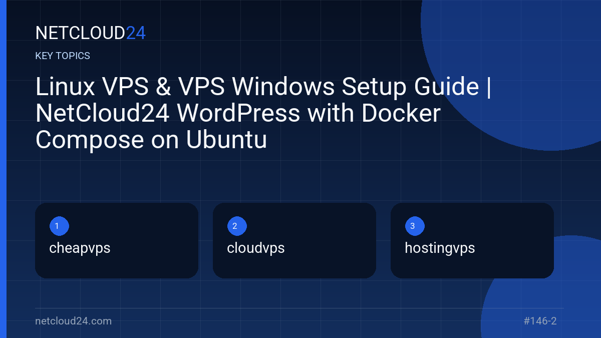 Key topics covered in Linux VPS & VPS Windows Setup Guide | NetCloud24 WordPress with Docker Compose on Ubuntu