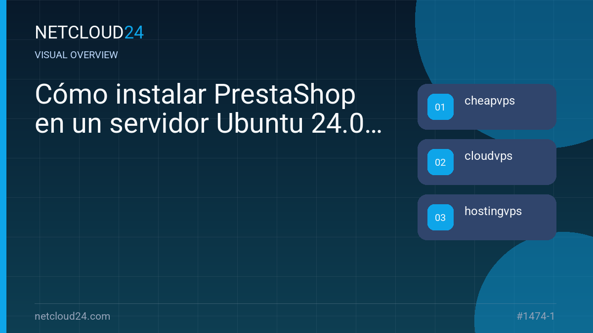 Visual overview of Cómo instalar PrestaShop en un servidor Ubuntu 24.04