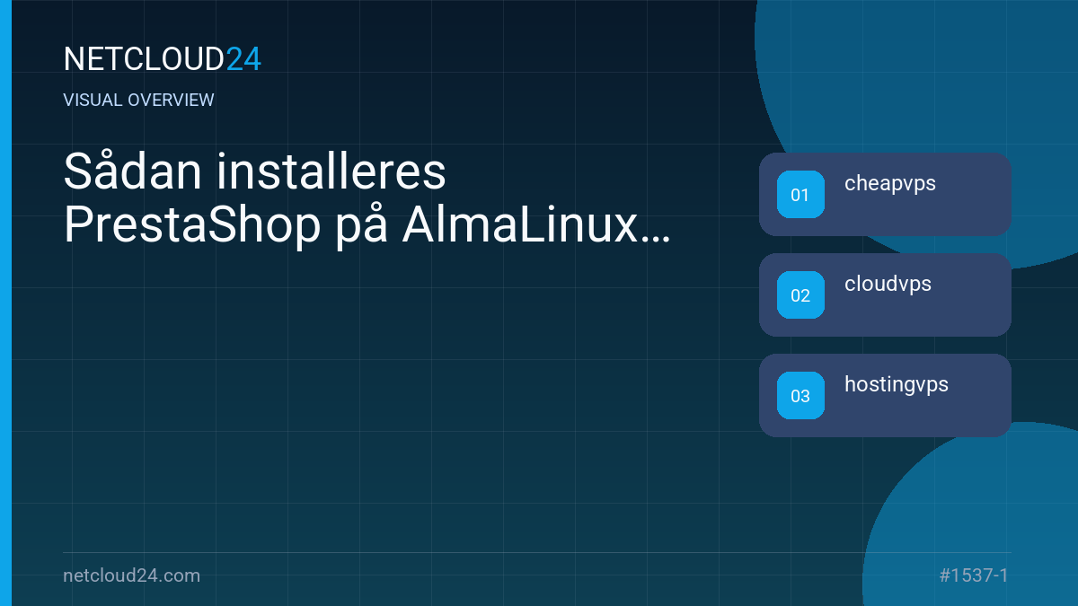 Visual overview of Sådan installeres PrestaShop på AlmaLinux 9