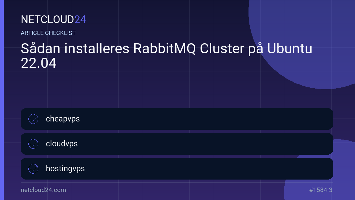 Practical checklist for Sådan installeres RabbitMQ Cluster på Ubuntu 22.04