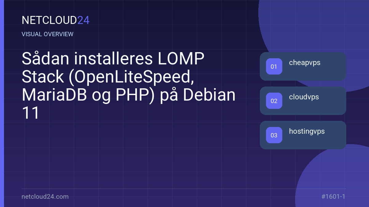 Visual overview of Sådan installeres LOMP Stack (OpenLiteSpeed, MariaDB og PHP) på Debian 11