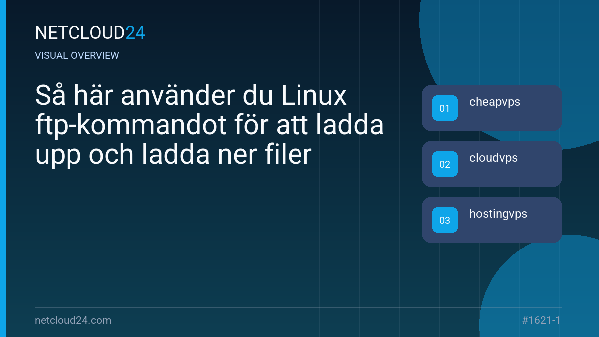 Visual overview of Så här använder du Linux ftp-kommandot för att ladda upp och ladda ner filer