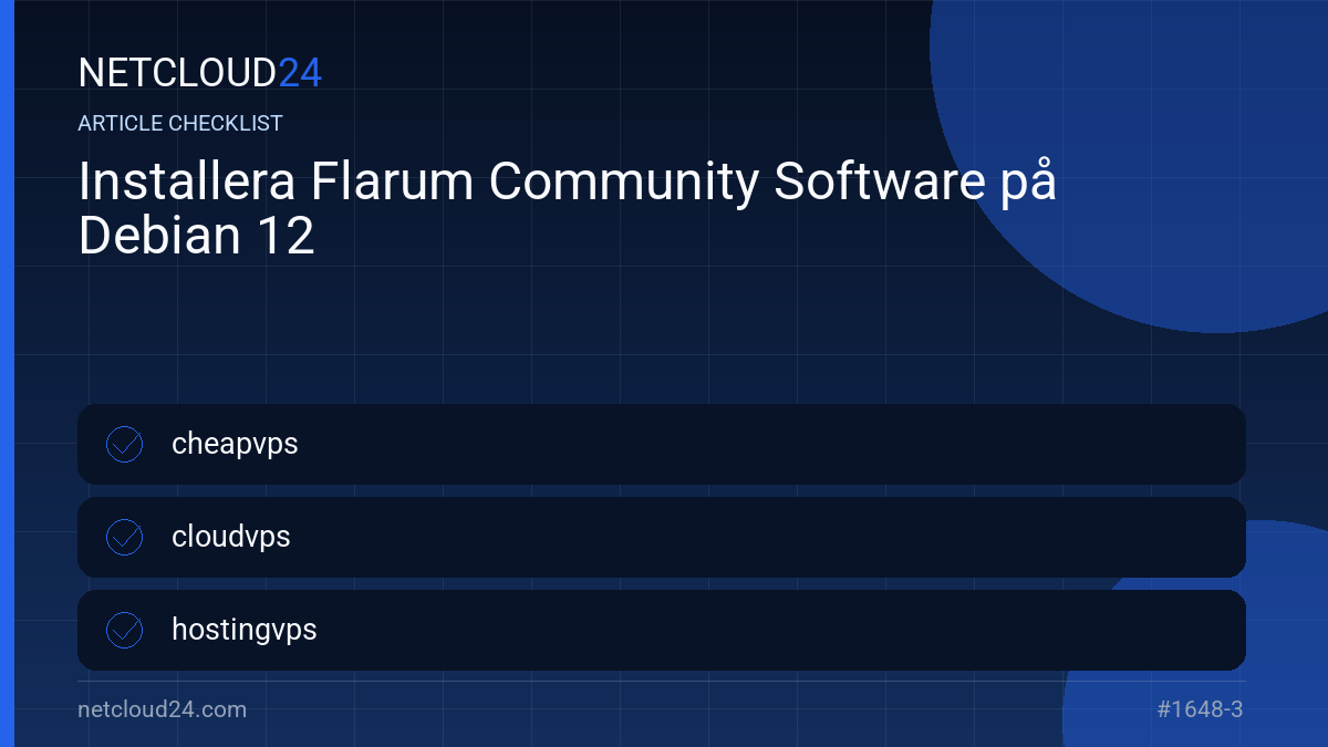 Practical checklist for Installera Flarum Community Software på Debian 12