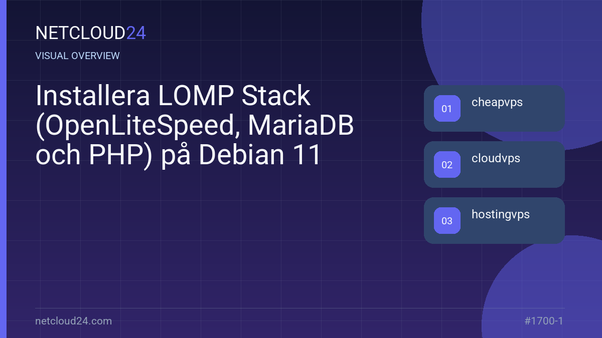 Visual overview of Installera LOMP Stack (OpenLiteSpeed, MariaDB och PHP) på Debian 11