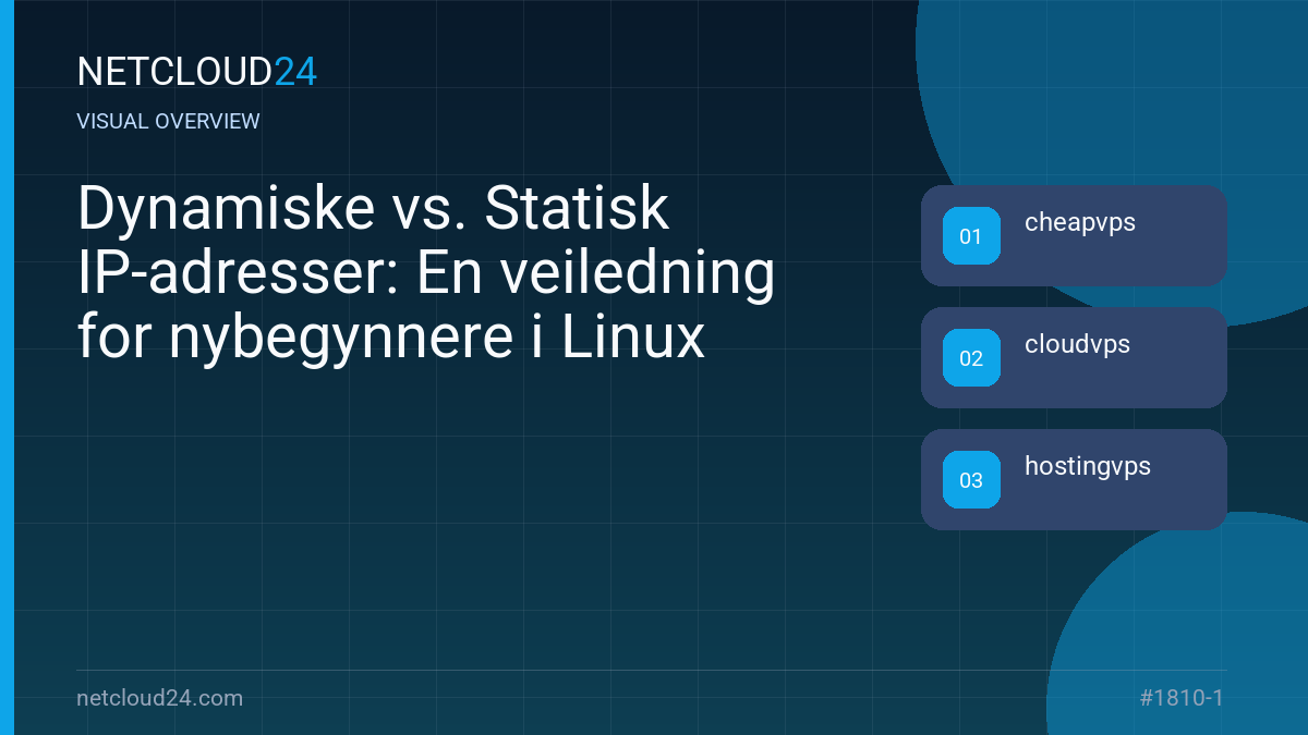 Visual overview of Dynamiske vs. Statisk IP-adresser: En veiledning for nybegynnere i Linux