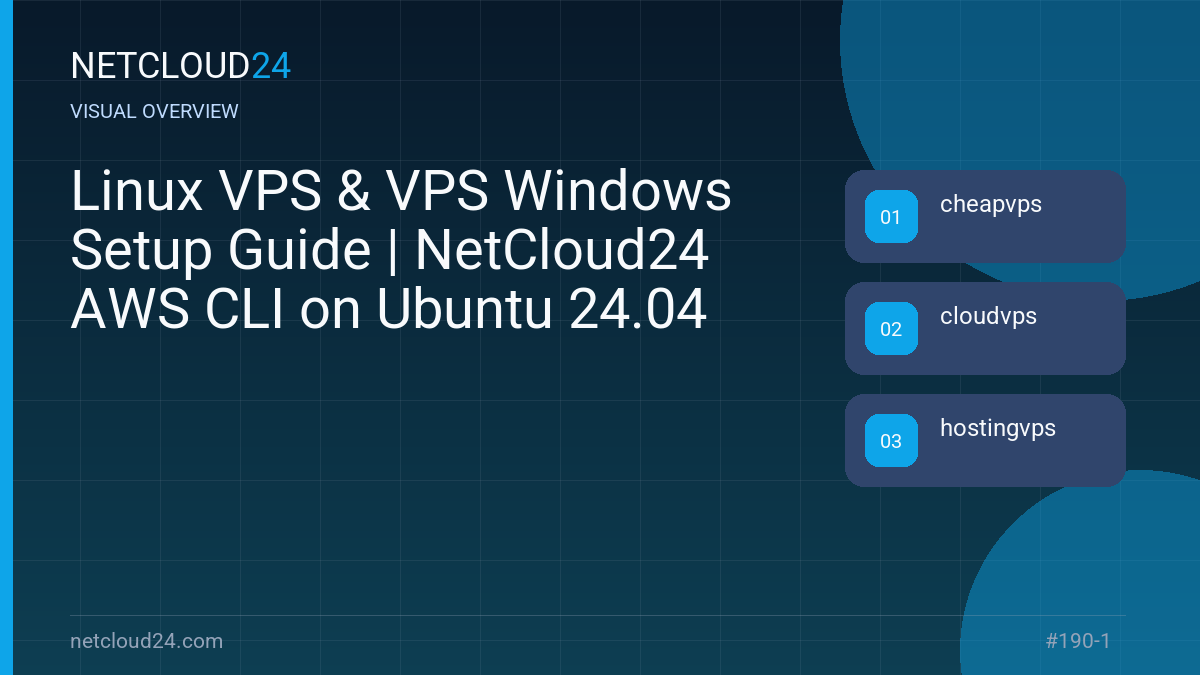 Visual overview of Linux VPS & VPS Windows Setup Guide | NetCloud24 AWS CLI on Ubuntu 24.04