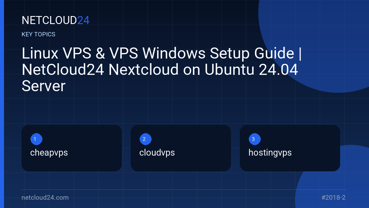 Key topics covered in Linux VPS & VPS Windows Setup Guide | NetCloud24 Nextcloud on Ubuntu 24.04 Server