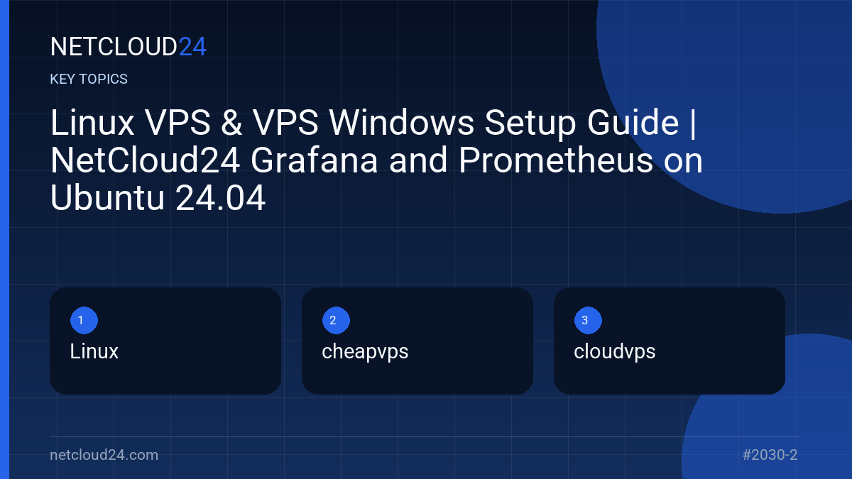Key topics covered in Linux VPS & VPS Windows Setup Guide | NetCloud24 Grafana and Prometheus on Ubuntu 24.04