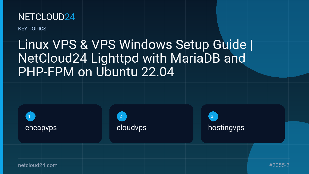 Key topics covered in Linux VPS & VPS Windows Setup Guide | NetCloud24 Lighttpd with MariaDB and PHP-FPM on Ubuntu 22.04