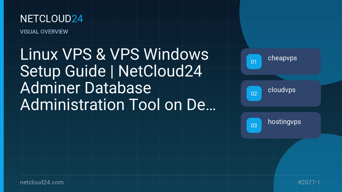 Visual overview of Linux VPS & VPS Windows Setup Guide | NetCloud24 Adminer Database Administration Tool on Debian 12