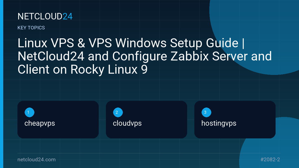 Key topics covered in Linux VPS & VPS Windows Setup Guide | NetCloud24 and Configure Zabbix Server and Client on Rocky Linux 9