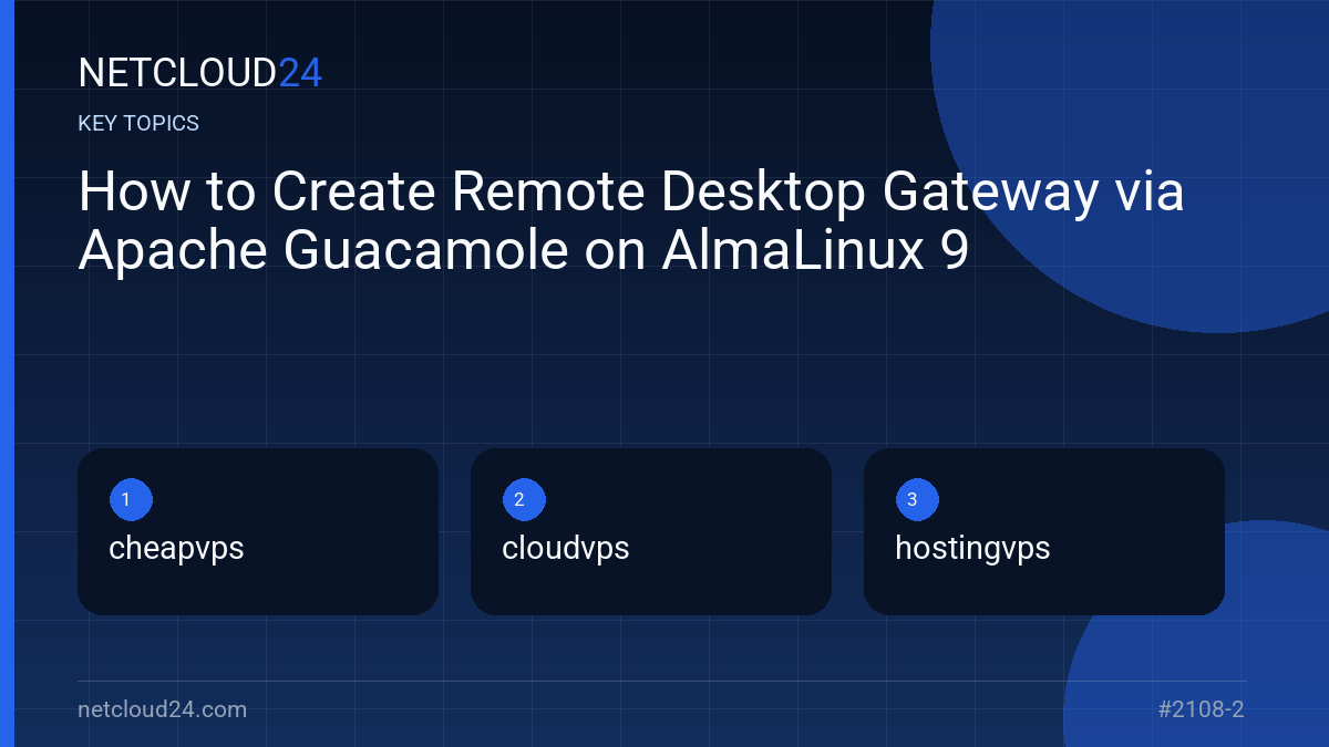 Key topics covered in How to Create Remote Desktop Gateway via Apache Guacamole on AlmaLinux 9