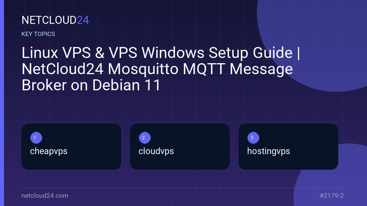 Key topics covered in Linux VPS & VPS Windows Setup Guide | NetCloud24 Mosquitto MQTT Message Broker on Debian 11