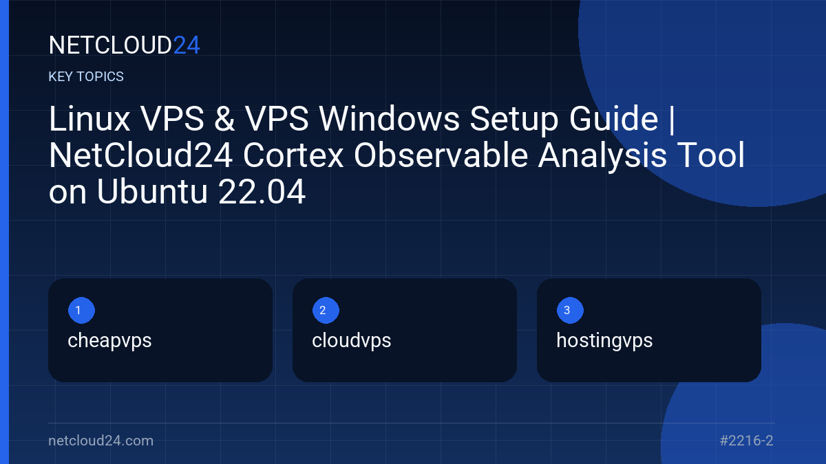 Key topics covered in Linux VPS & VPS Windows Setup Guide | NetCloud24 Cortex Observable Analysis Tool on Ubuntu 22.04