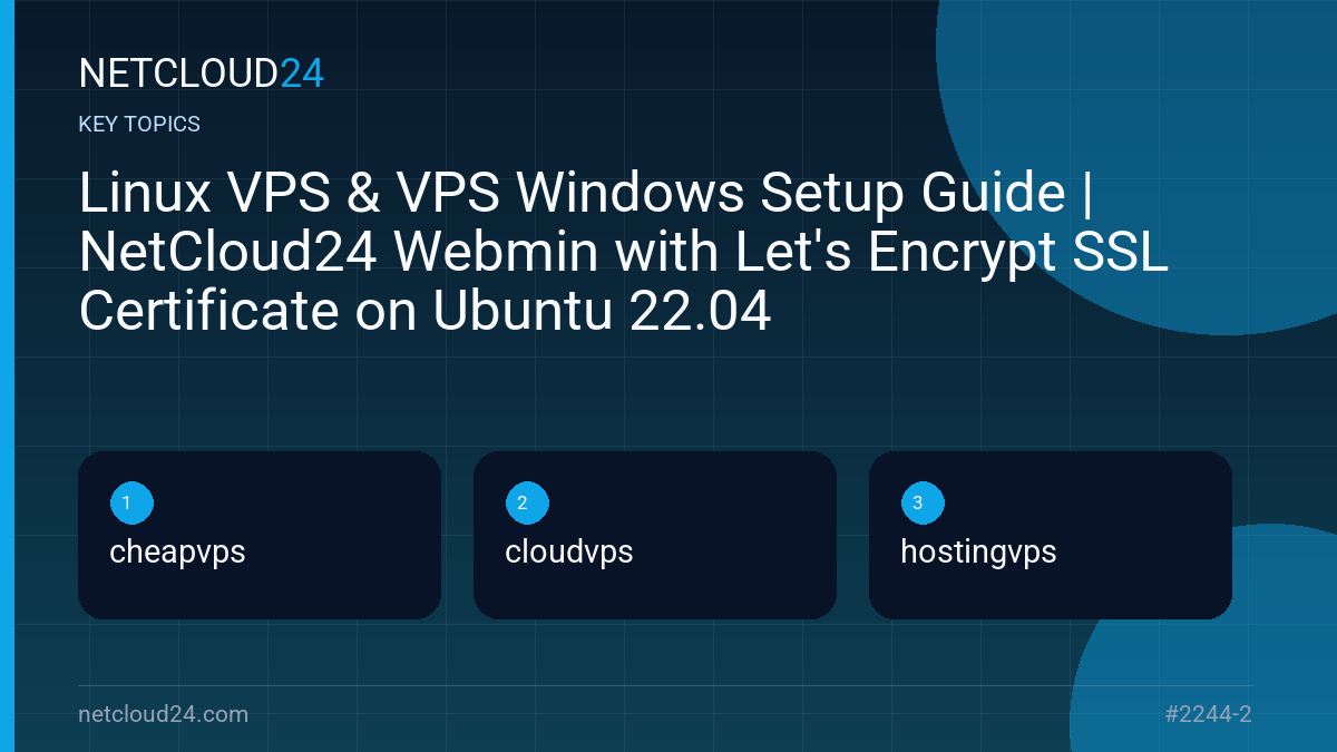 Key topics covered in Linux VPS & VPS Windows Setup Guide | NetCloud24 Webmin with Let's Encrypt SSL Certificate on Ubuntu 22.04