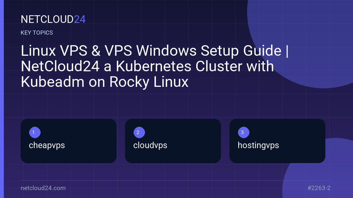 Key topics covered in Linux VPS & VPS Windows Setup Guide | NetCloud24 a Kubernetes Cluster with Kubeadm on Rocky Linux