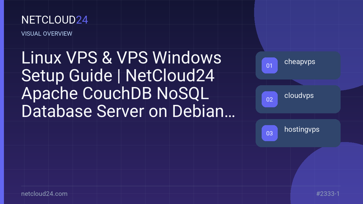 Visual overview of Linux VPS & VPS Windows Setup Guide | NetCloud24 Apache CouchDB NoSQL Database Server on Debian 11