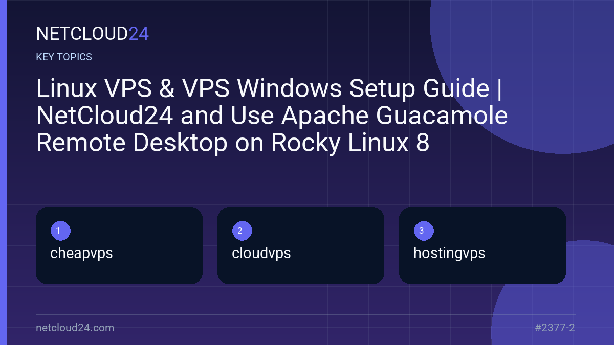 Key topics covered in Linux VPS & VPS Windows Setup Guide | NetCloud24 and Use Apache Guacamole Remote Desktop on Rocky Linux 8