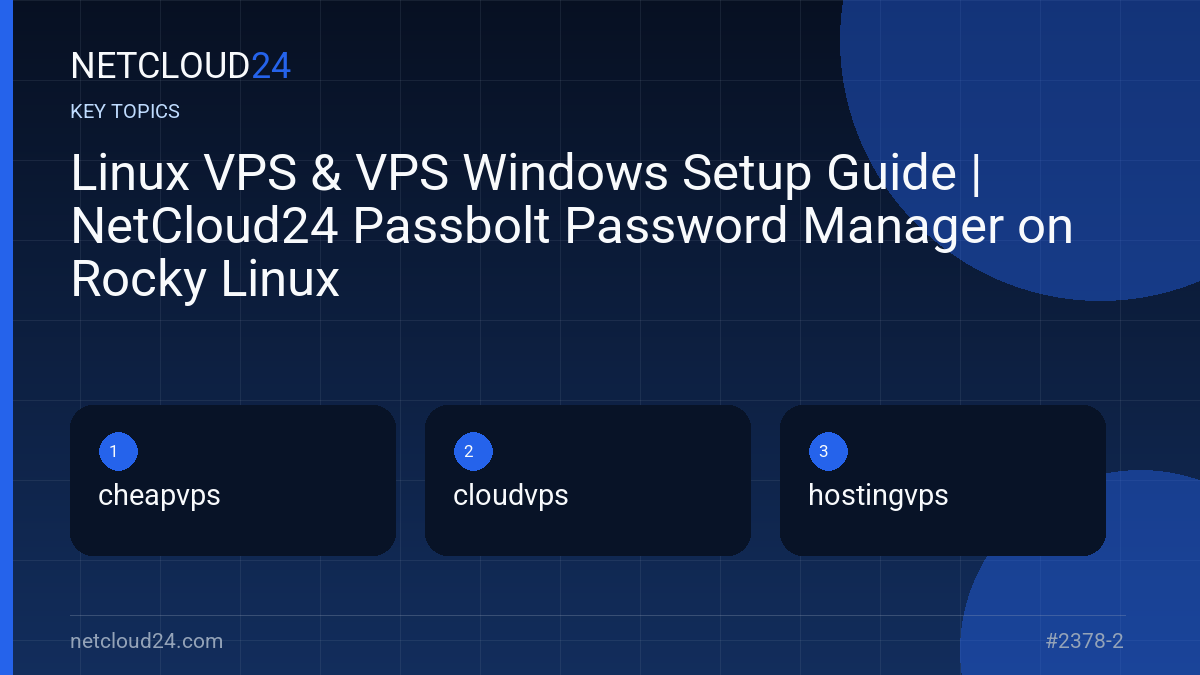 Key topics covered in Linux VPS & VPS Windows Setup Guide | NetCloud24 Passbolt Password Manager on Rocky Linux