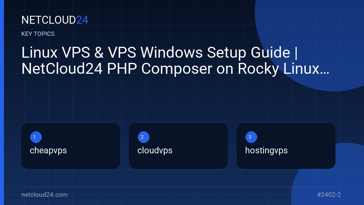 Key topics covered in Linux VPS & VPS Windows Setup Guide | NetCloud24 PHP Composer on Rocky Linux 8