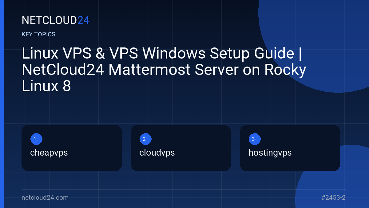 Key topics covered in Linux VPS & VPS Windows Setup Guide | NetCloud24 Mattermost Server on Rocky Linux 8