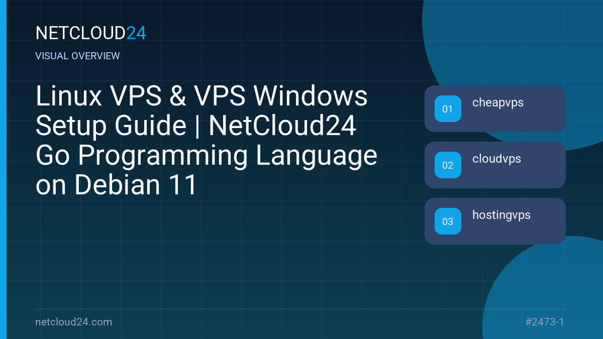 Visual overview of Linux VPS & VPS Windows Setup Guide | NetCloud24 Go Programming Language on Debian 11