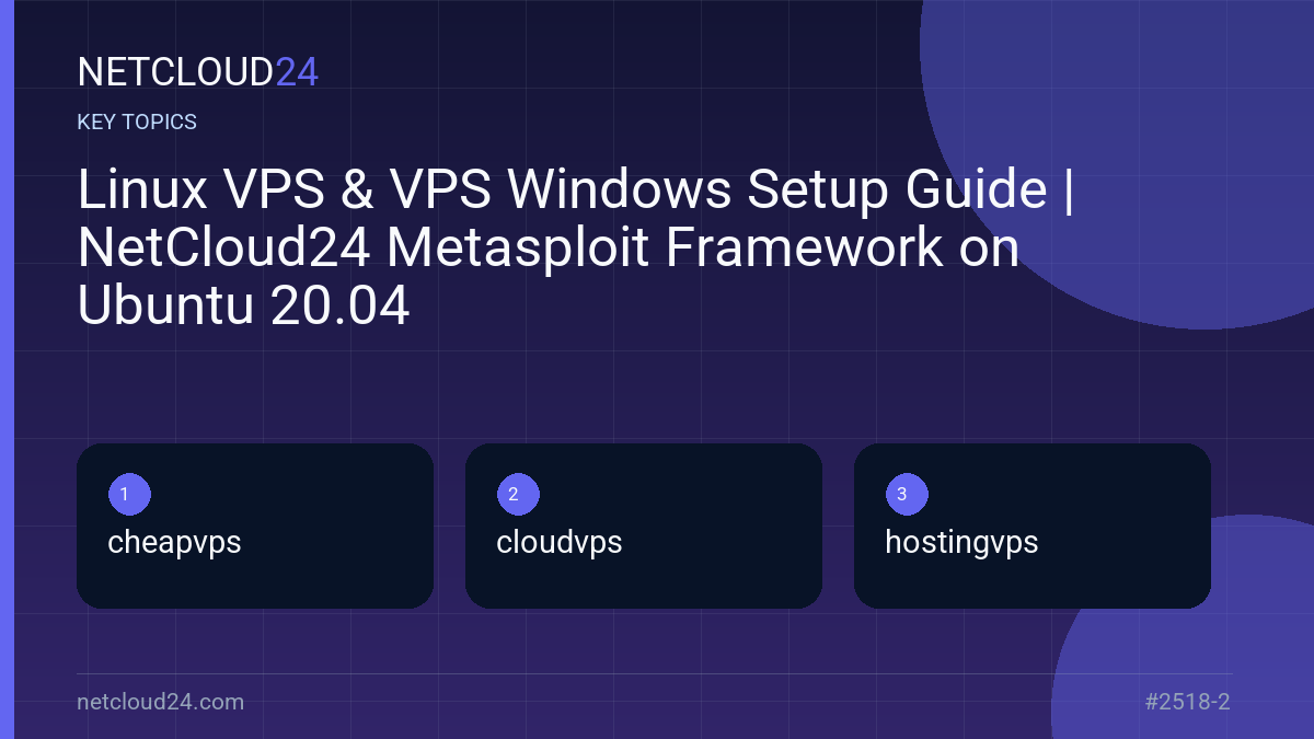 Key topics covered in Linux VPS & VPS Windows Setup Guide | NetCloud24 Metasploit Framework on Ubuntu 20.04