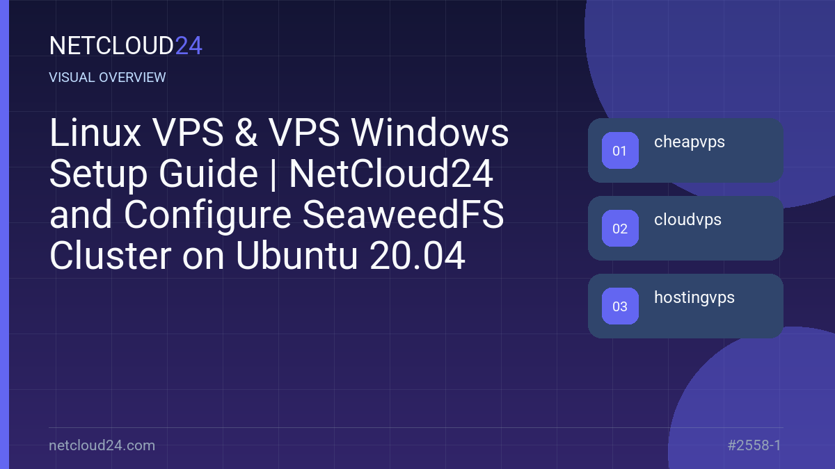Visual overview of Linux VPS & VPS Windows Setup Guide | NetCloud24 and Configure SeaweedFS Cluster on Ubuntu 20.04
