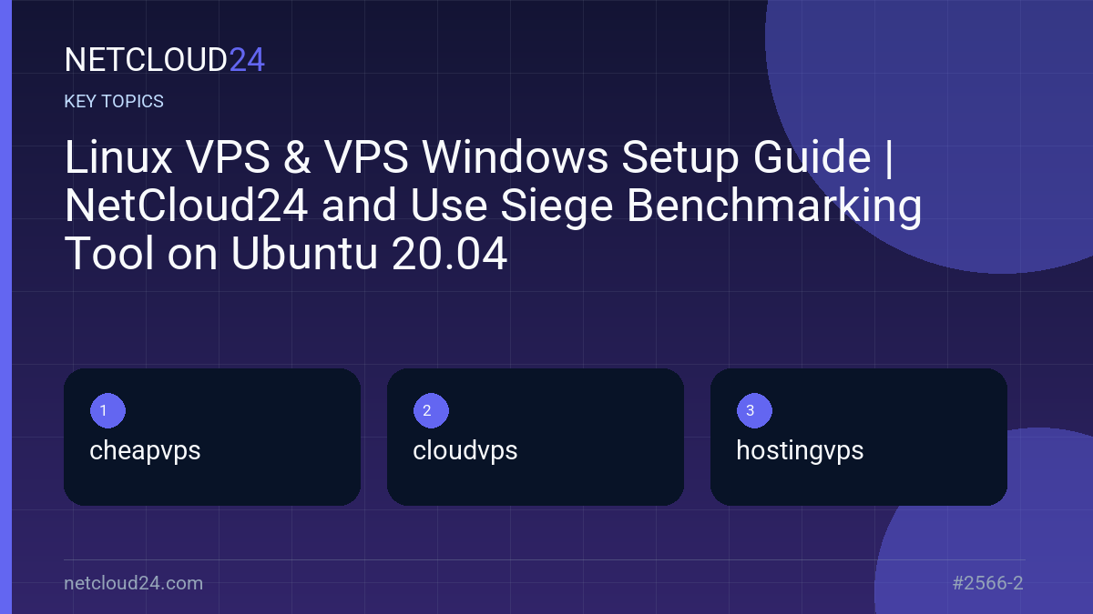 Key topics covered in Linux VPS & VPS Windows Setup Guide | NetCloud24 and Use Siege Benchmarking Tool on Ubuntu 20.04