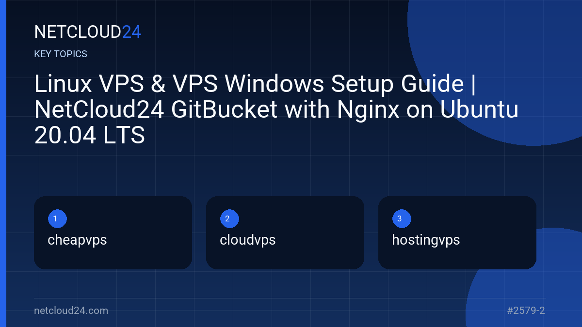 Key topics covered in Linux VPS & VPS Windows Setup Guide | NetCloud24 GitBucket with Nginx on Ubuntu 20.04 LTS