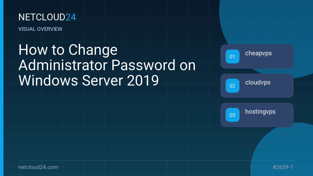 Visual overview of How to Change Administrator Password on Windows Server 2019