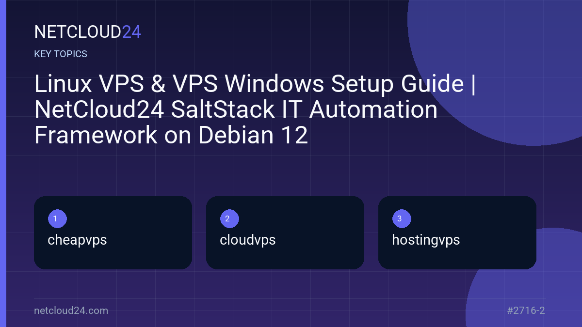 Key topics covered in Linux VPS & VPS Windows Setup Guide | NetCloud24 SaltStack IT Automation Framework on Debian 12