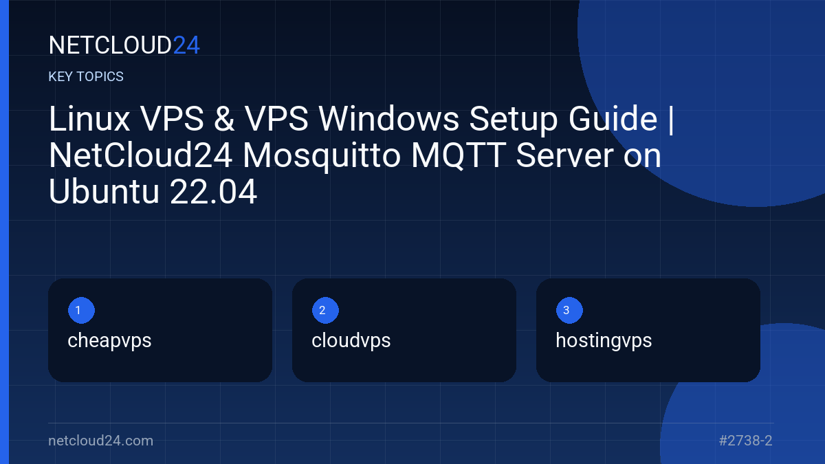 Key topics covered in Linux VPS & VPS Windows Setup Guide | NetCloud24 Mosquitto MQTT Server on Ubuntu 22.04