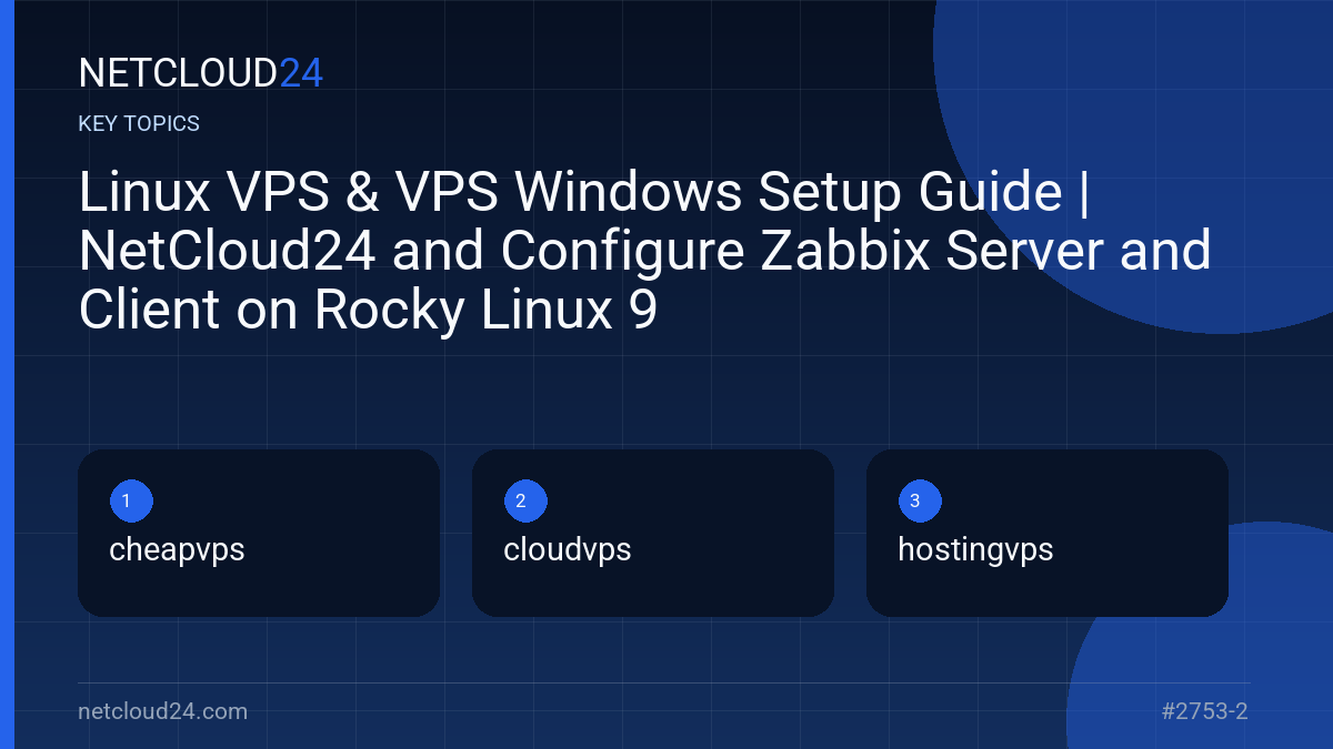 Key topics covered in Linux VPS & VPS Windows Setup Guide | NetCloud24 and Configure Zabbix Server and Client on Rocky Linux 9