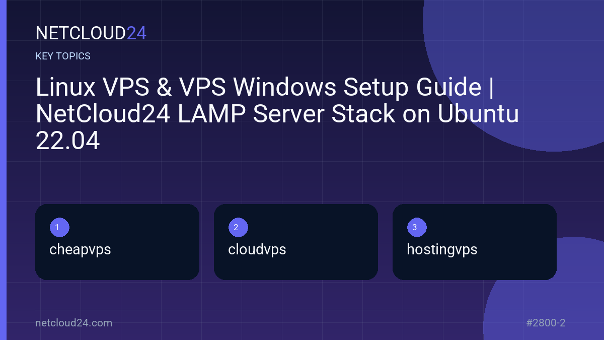 Key topics covered in Linux VPS & VPS Windows Setup Guide | NetCloud24 LAMP Server Stack on Ubuntu 22.04