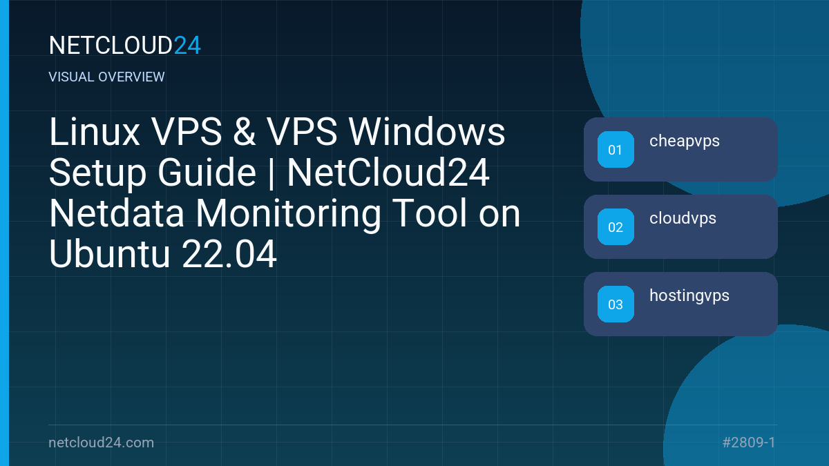 Visual overview of Linux VPS & VPS Windows Setup Guide | NetCloud24 Netdata Monitoring Tool on Ubuntu 22.04