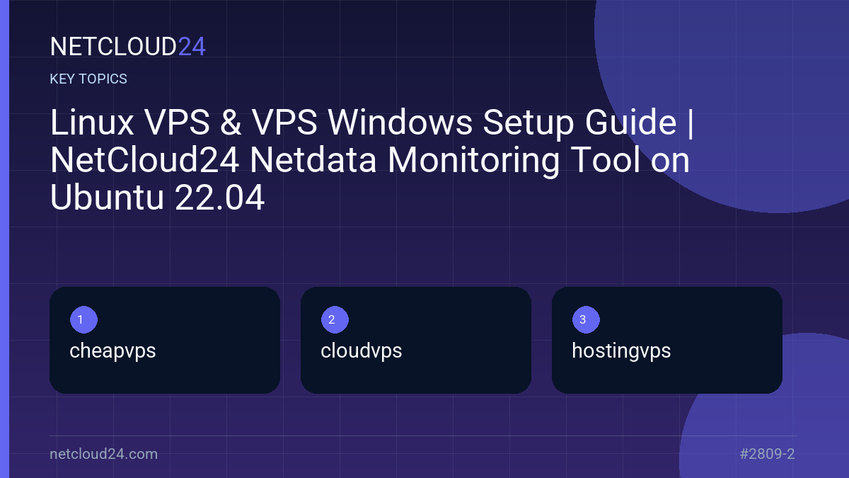 Key topics covered in Linux VPS & VPS Windows Setup Guide | NetCloud24 Netdata Monitoring Tool on Ubuntu 22.04
