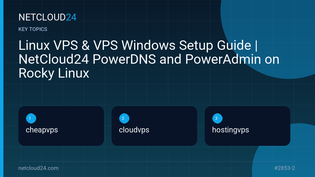 Key topics covered in Linux VPS & VPS Windows Setup Guide | NetCloud24 PowerDNS and PowerAdmin on Rocky Linux