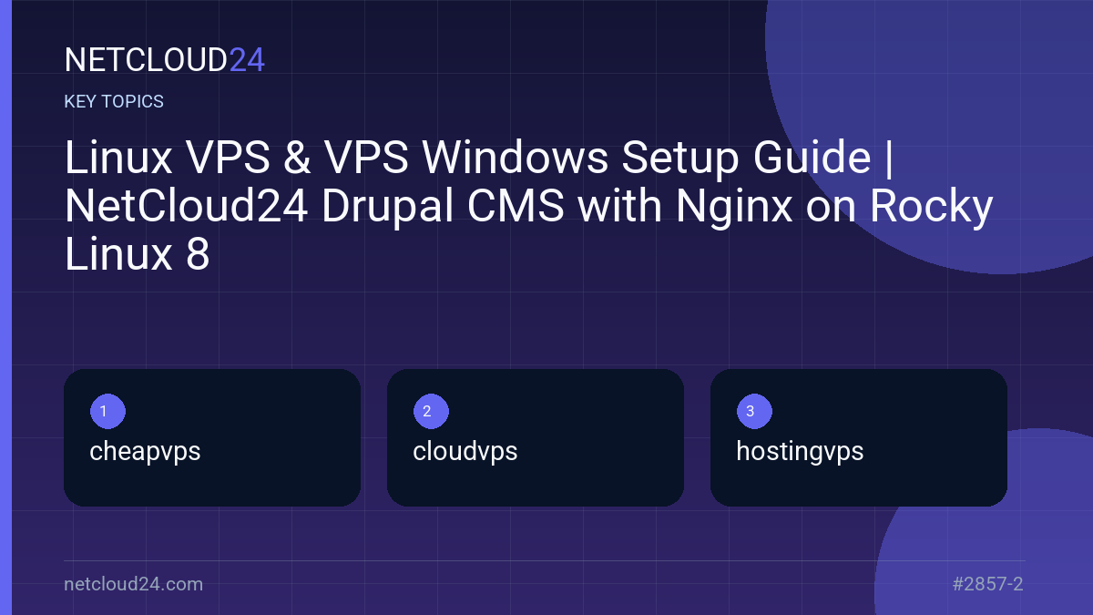 Key topics covered in Linux VPS & VPS Windows Setup Guide | NetCloud24 Drupal CMS with Nginx on Rocky Linux 8