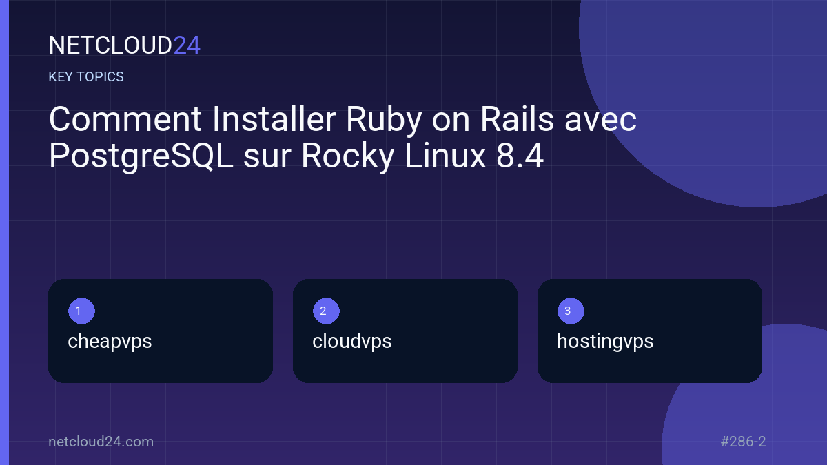 Key topics covered in Comment Installer Ruby on Rails avec PostgreSQL sur Rocky Linux 8.4