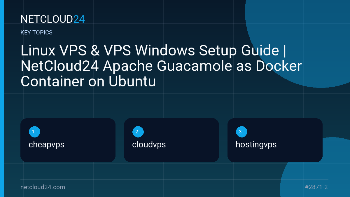 Key topics covered in Linux VPS & VPS Windows Setup Guide | NetCloud24 Apache Guacamole as Docker Container on Ubuntu